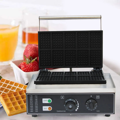 Sweetmile Stainless steel waffle iron Waffle maker 10 grid non-stick pan Commercial Waffle Maker Machine 1500W 50~300℃.