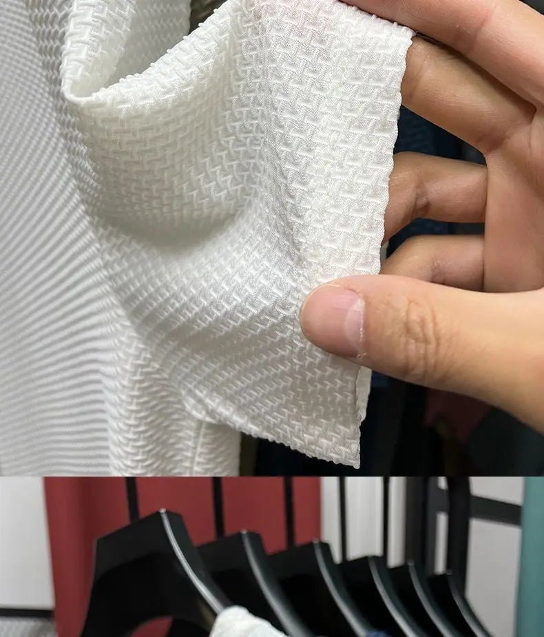 Summer Mesh Ice Silk T-shirt Men's Short Sleeve Round Neck 2023 New Half Sleeve Men Thin Solid Color Tees Top.