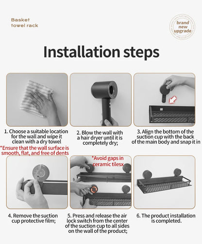 Kein Bohren Saugnapf Saug Badezimmerregal an der Wand Badezimmerregal Toilettenraum Aluminium Hängeregal Badezimmer Organizer Hängen