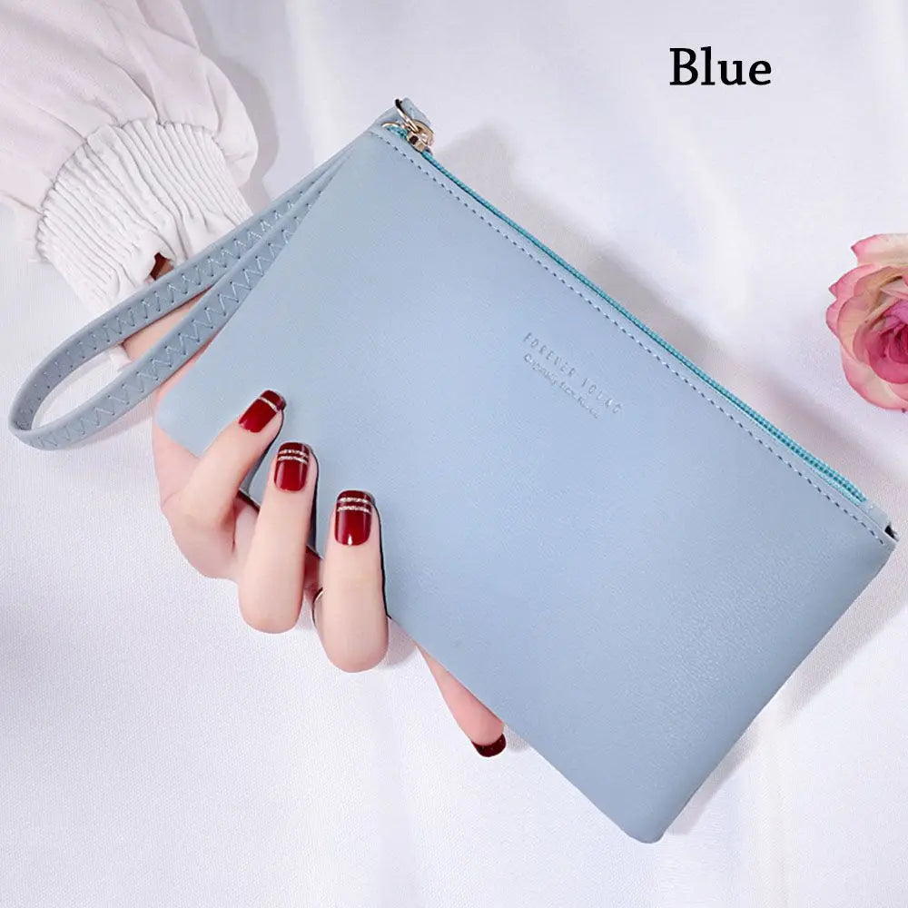 Women PU Leather Zip Coin Bag Wallet Long Purse Pouches.