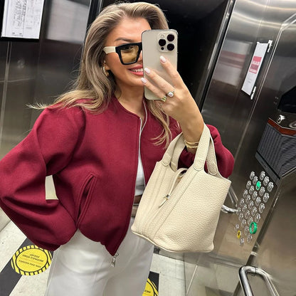 Jacken Herbst Damen 2025, neuer schicker lockerer Damenmantel, elegante Mode, Straße, warmer Jugendmantel.