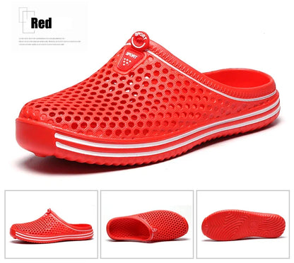 YRZL Mens Sandals Light EVA Summer Casual Shoes Hole Shoes Clogs Lovers Home Garden Outdoor Big Size 45 Male Beach Flat Slippers.