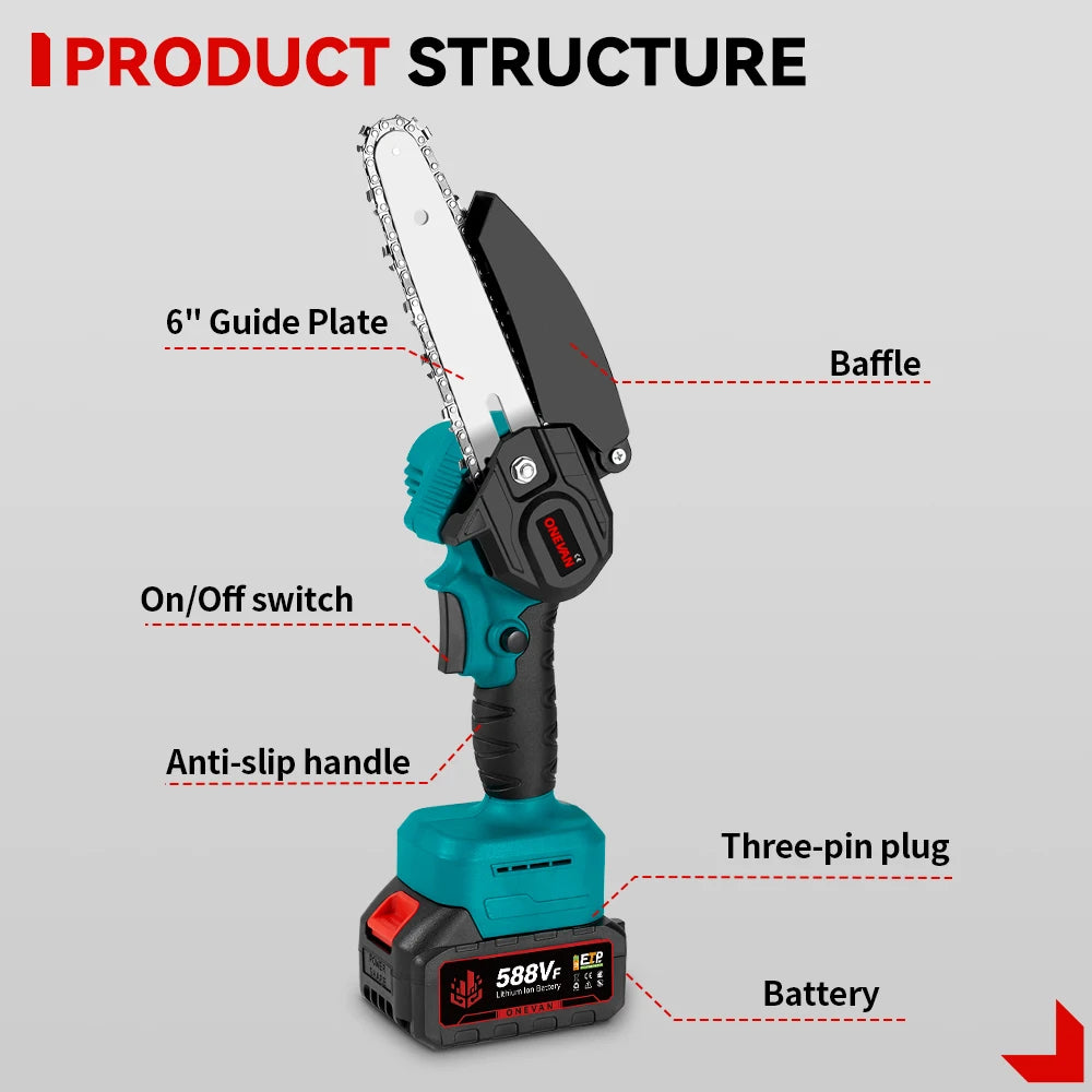 ONEVAN 3500 W Bürstenlose Teleskopstange Elektrische Kettensäge 3-IN-1 Hohe Zweig Schere Garten Beschneiden Werkzeug für ONEVAN 18 V Batterie