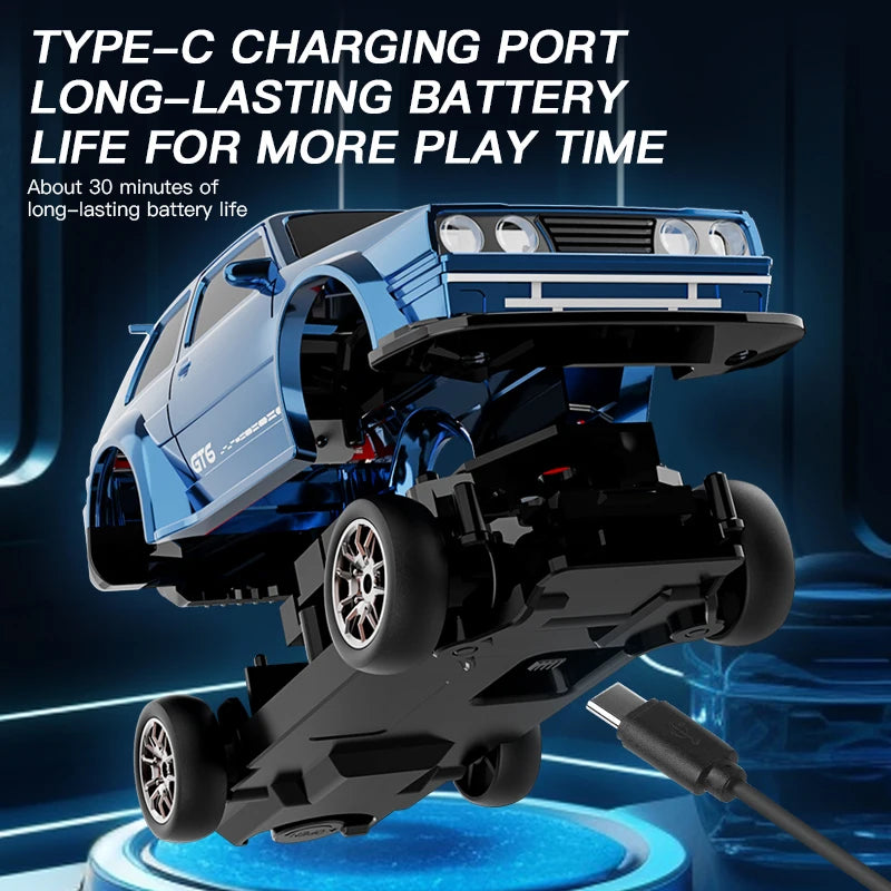 KF30 1:43 4WD Drift Racing Car With Gyroscope Speed Adjustment Real Lighting Control and Damping High Speed RC Cars For Kids Toy.
