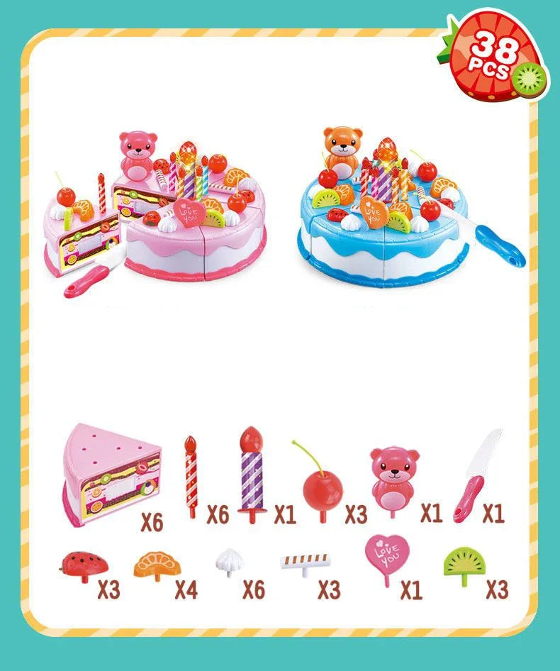 Kitchen Coffee Pretend Play Tea Set Children Toy Food Cake Model Girl Simulation Utensils Cut Kids Play House Birthday Cake Toys.