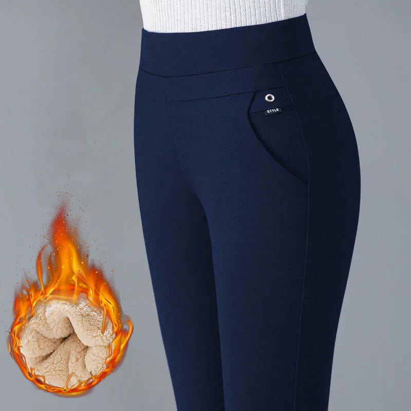 Büro Dame Koreanische Mode Gerade Hosen Weibliche Elastische Band Hohe Taille Feste Große Größe 5XL Frauen Herbst Elegante Hosen 2023