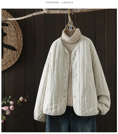 2023 Retro Kunst Winter kurze Jacke Frauen einfarbig personal isierte vielseitige lose lässige Baumwoll mantel geste ppte Tops z4260.