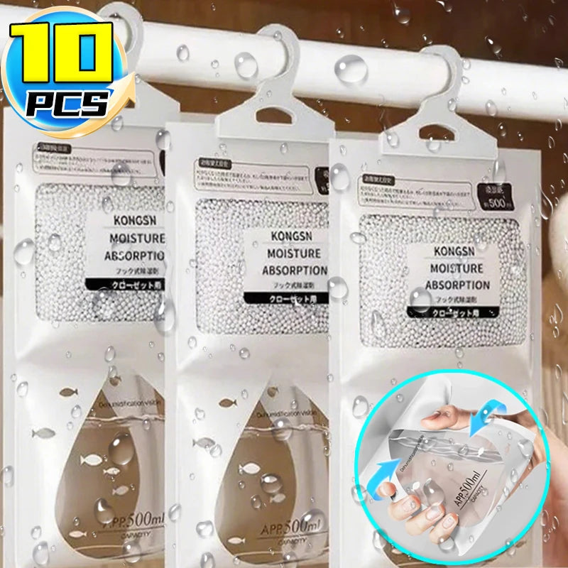 5/10Pcs Moisture Absorber Hanging Bag Wardrobe Antihumidity Bags Anti Damp Mildew Drying Bag Closet Dehumidifier Humidity Packs.