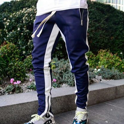 2024 New Sports Casual Pants Low Feet Zip Pocket Cotton Summer Pants Casual Men's Sports Pants Running Pants Splice Stripe Gym.