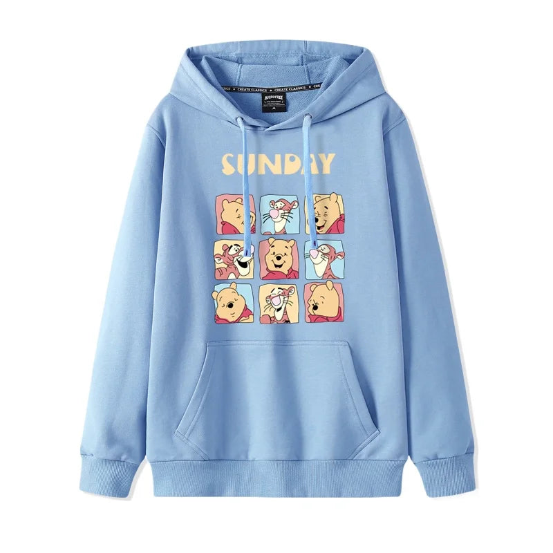Cartoon Winnie the Pooh Mode einfacher Pullover Damen lockere und bequeme Kapuze vielseitige Paar Freundin Pullover Jacke.