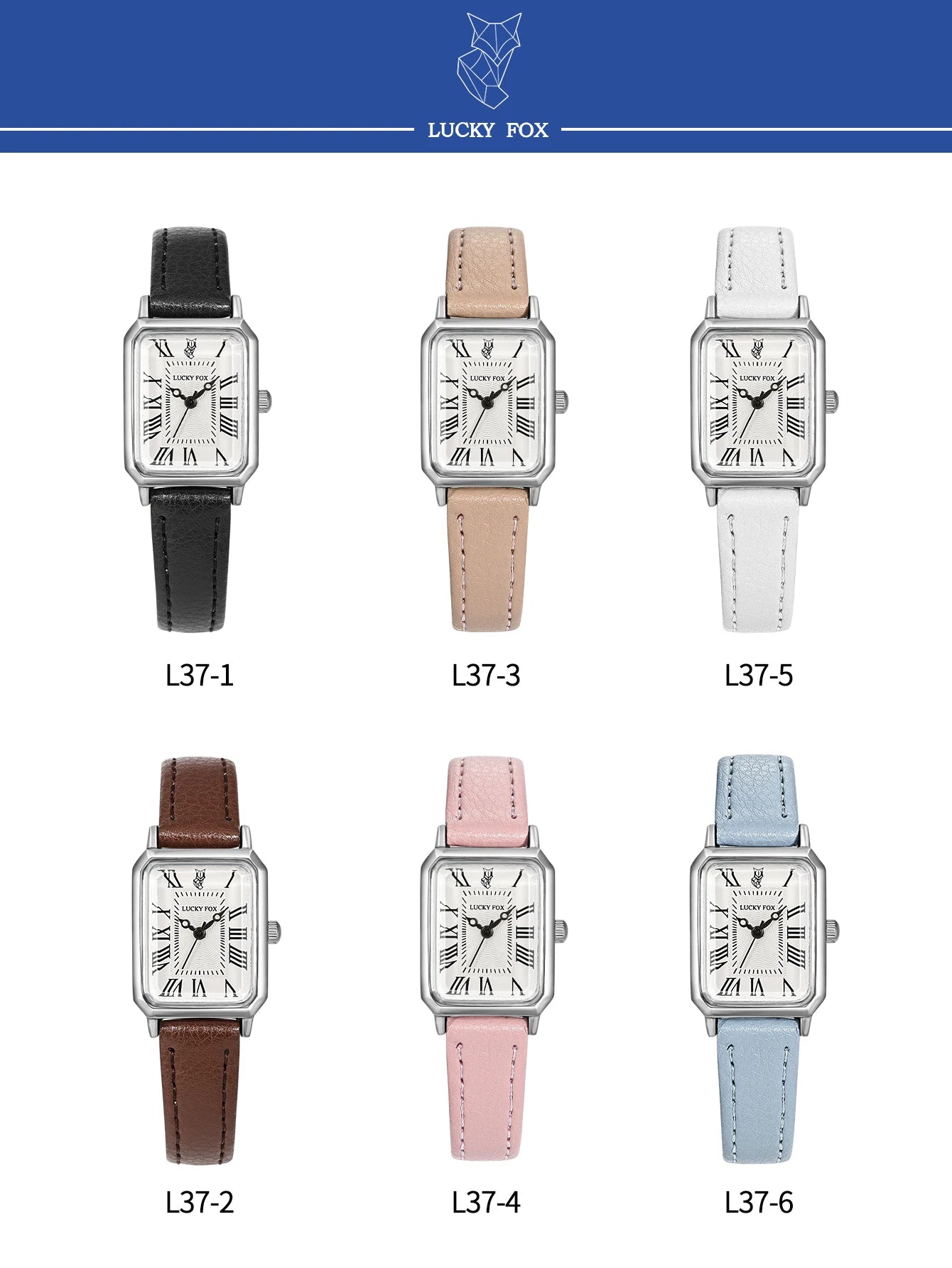 Fashion Rectangle Quartz Wrist Watch for Women Luxury Brand Roman Dial Leather Strap  Ladies Watches Clock.