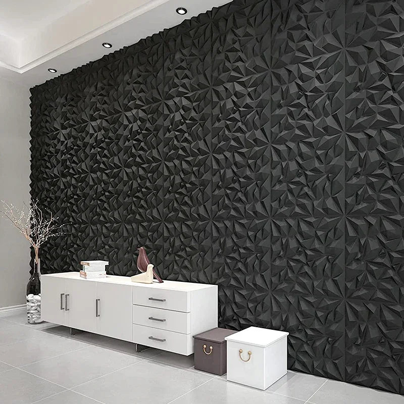 10pcs Diamond Design Decorated 3D Wallpanel, 30cmx30cm Matte White/Black/Golden, Diy Home Decoration Wallboard Wall stickers