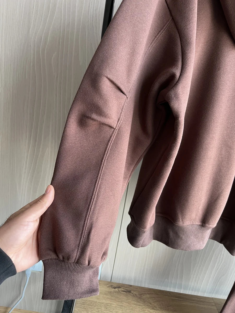 ETJ 2025 Fall/Winter new  women's casual sports oversized zipper hoodie wide leg mop sweatpants set 4174842.