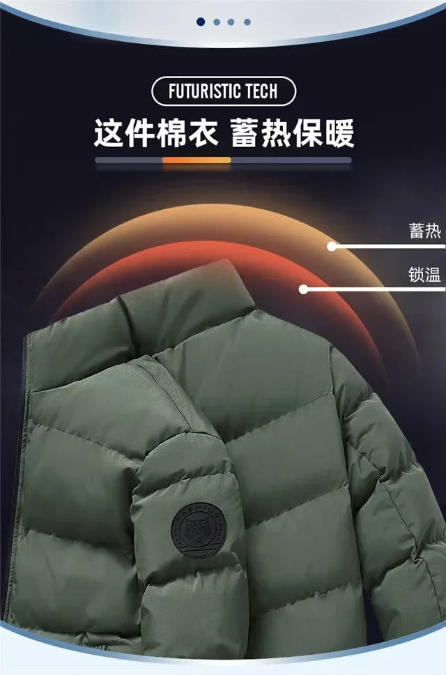 Red Bull 2025 New thick jacket, warm cotton-padded jacket, winter casual sports down jacket, stand-up collar windproof jacket.