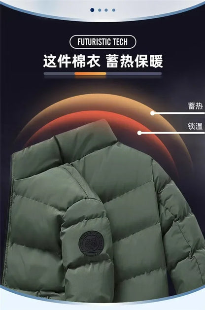 Red Bull 2025 New thick jacket, warm cotton-padded jacket, winter casual sports down jacket, stand-up collar windproof jacket.