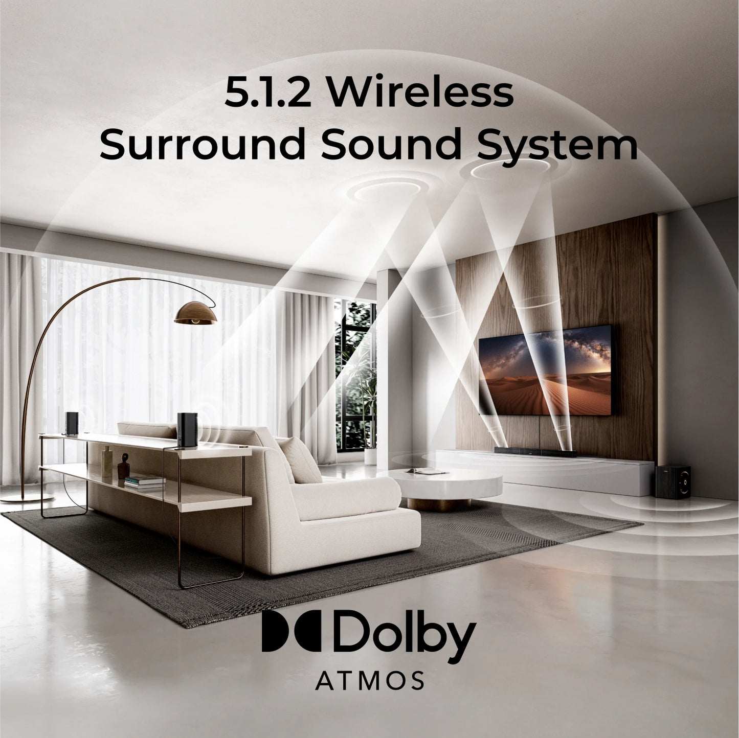 ULTIMEA Skywave X40 5.1.2ch Wireless Surround Sound System for TV with Dolby Atmos, Home Cinema Soundbar with Wireless Subwoofer.