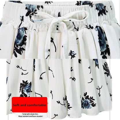 Summer Women Wide Leg Short Pants Skirt, High Waist Loose A-line Skirt Shorts Fashion Casual Chiffon Hot Pant Asian Size M-6XL.