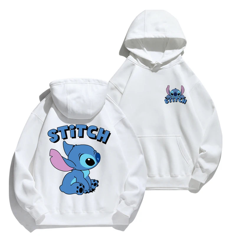 Stitch Hoodie Disney Autumn and Winter Cartoon Anime Long Sleeved Loose Fitting Clothes Couple Outfit Jacket.