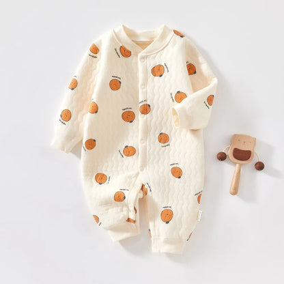 AYNIGIELL Baby Warm Overall Herbst und Winter Baby Baumwolle Kleidung Neugeborenen Pyjamas Niedlichen Muster Gedruckt Baby Overall.