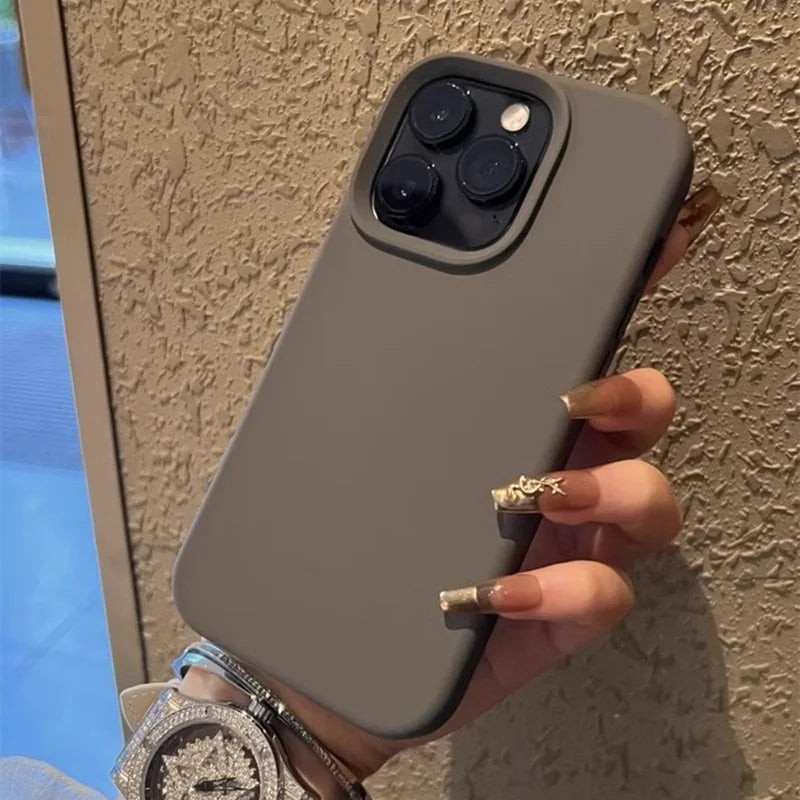 Luxury Silicone Shockproof Phone Case For iPhone 17 Air 16 15 14 13 12 11 Pro Max Plus 16E High Guality Solid Color Cases Cover.