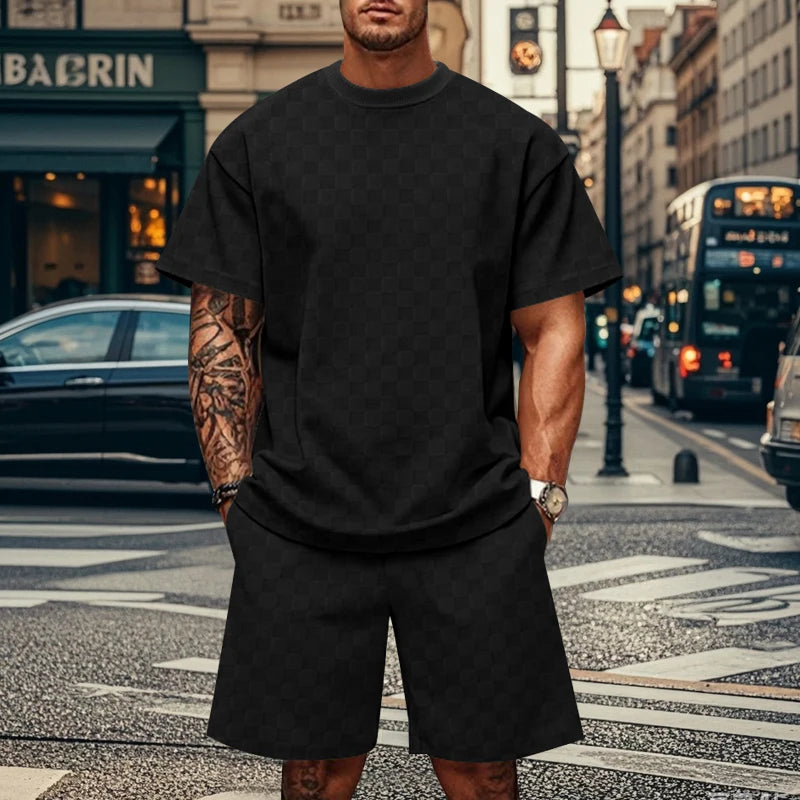 New Style Fashion For Man Summer 3D Print Short Sleeve T-shirt Fashion Sports Set Breathable T-shirt Shorts Sports Two-piece Set.