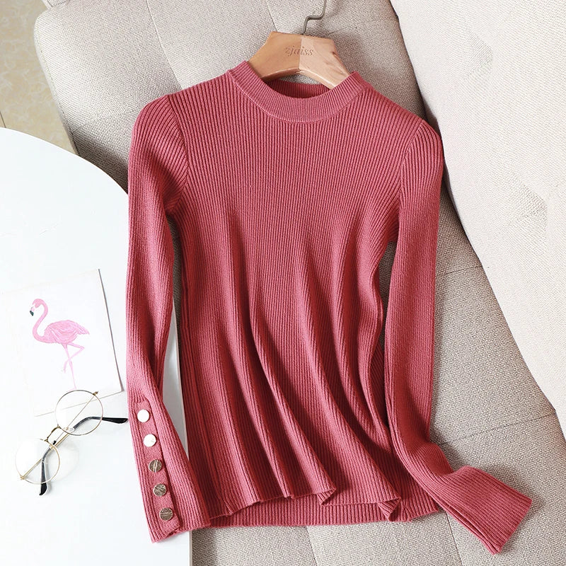 2025 weibliche Dünne Gestrickte Weiche Jumper Tops Herbst Winter Frauen Casual Pullover Pullover Taste Lange Hülse O-ansatz Chic Pullover