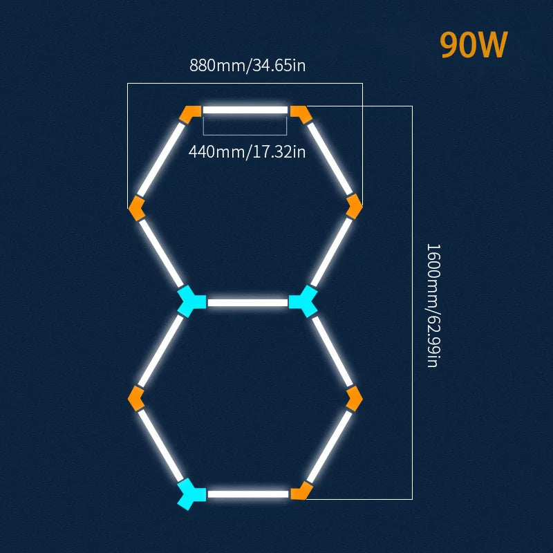 LED Honeycomb Lamp Barbershop Light Hexagon Lights Lamp AC85-265V Led Tube Ceiling Lighting For Car Detailing Workshop