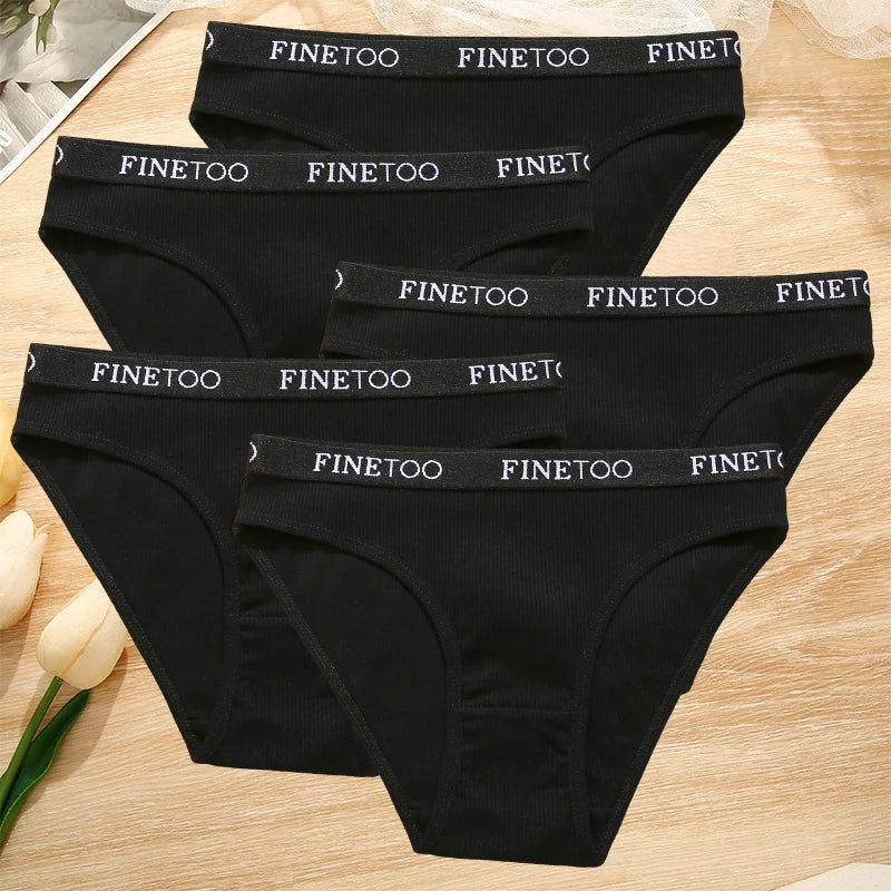 5Pcs/Set Sexy Women' Cotton Pantys Comfort Letter Printed Woman Briefs Ladies Underpants Fashion Girls Waist Band Lingerie M-XXL.