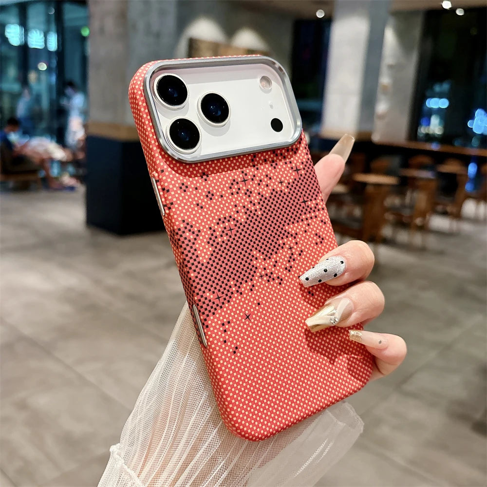 Luxury Kelvar Carbon Fiber Phone Case for iPhone 17 Air 17 Pro Max Magnetic Wireless Charging Ultra Thin Hard Colorful Cover.