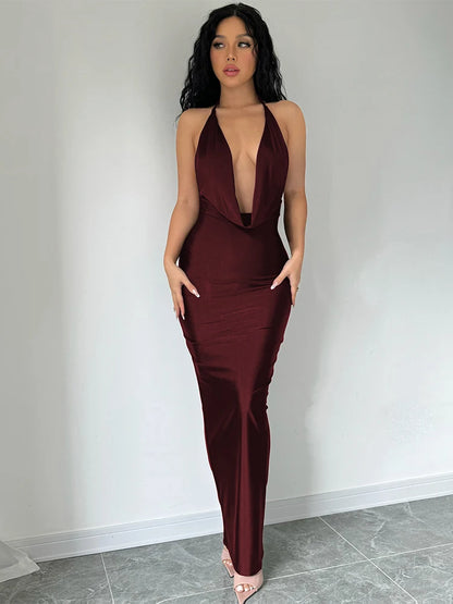 Dulzura Herbst Frauen Halter-Backless Midi Kleid Für Frauen Bodycon Sexy Party Elegante Outfits Abend Geburtstag Kleidung Y2K 2024
