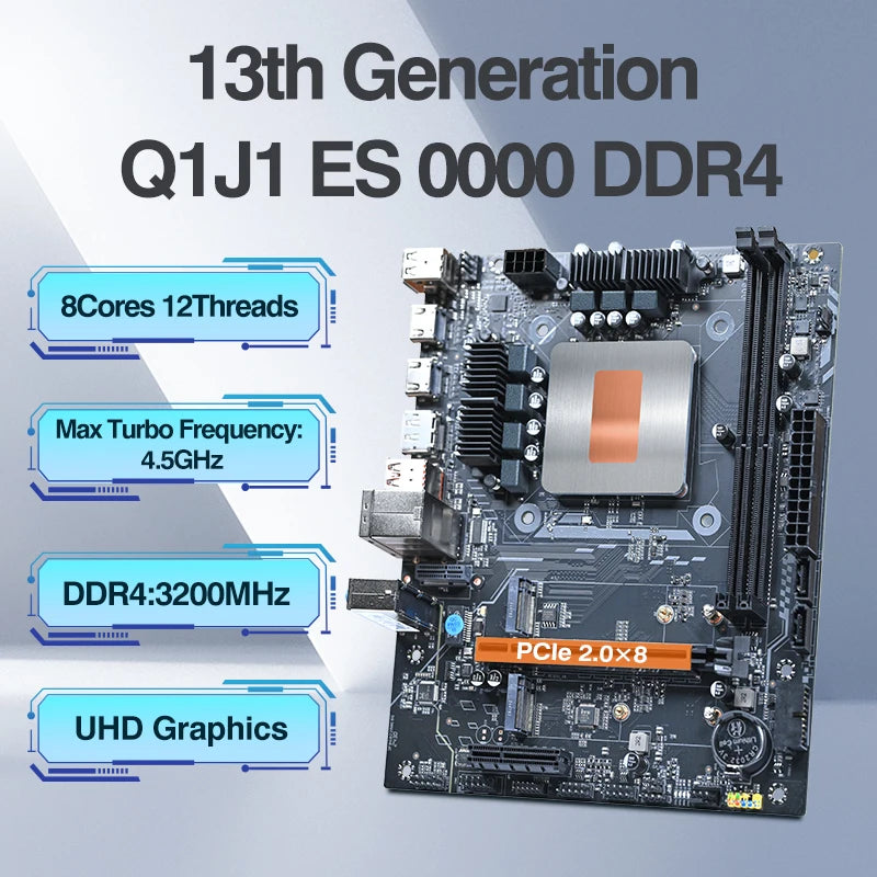 DIY Gaming Computer Motherboard with Onboard CPU 13th Core Interpose Kit Q1J1 ES 0000 8C12T DDR4 RAM LGA115X Desktop PC.
