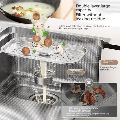 304 Stainless Steel Kitchen Sink Silver Large Single Slot  Multifunction Dishwashing Basin wash vegetables For Kitchen