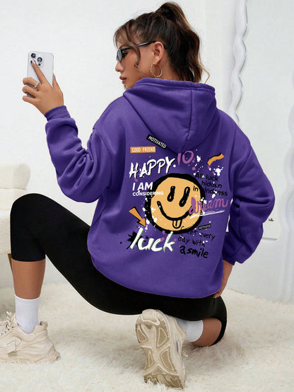 Interesting Graffiti Printing Women Hoodie Fashion Street Hoody Casual Versatile Sweatshirt Autumn Fleece S-Xxl Female Clothing.
