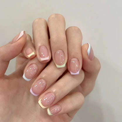 24Pcs Minimalist Short Square False Nail Solid White Color Press on Nails Wearable Reusable Fake Nails Tips for Women Girls 2025