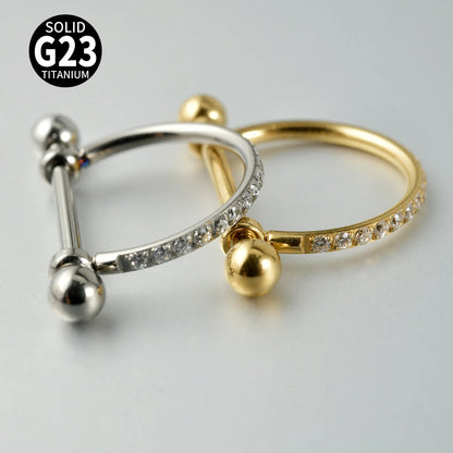 1PC ASTM F136 Titanium Ear Daith Rook Lobe Barbell Micro Zircon Hoop Earring Gold Plated Cartilage Piercing Jewelry.