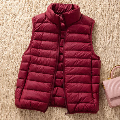 12 Farben 90% weiße Enten Daunen Frauen ärmellose Jacken 2023 Neuankömmlinge weibliche ultraleichte packbare Weste Frauen Mäntel.