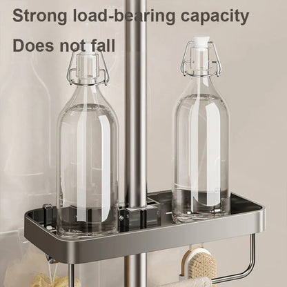 Bad Dusche Lagerung Dusche Gel Shampoo Rack Dusche Stange Abnehmbare Tablett Aluminium legierung Seife Halter Dusche Regal