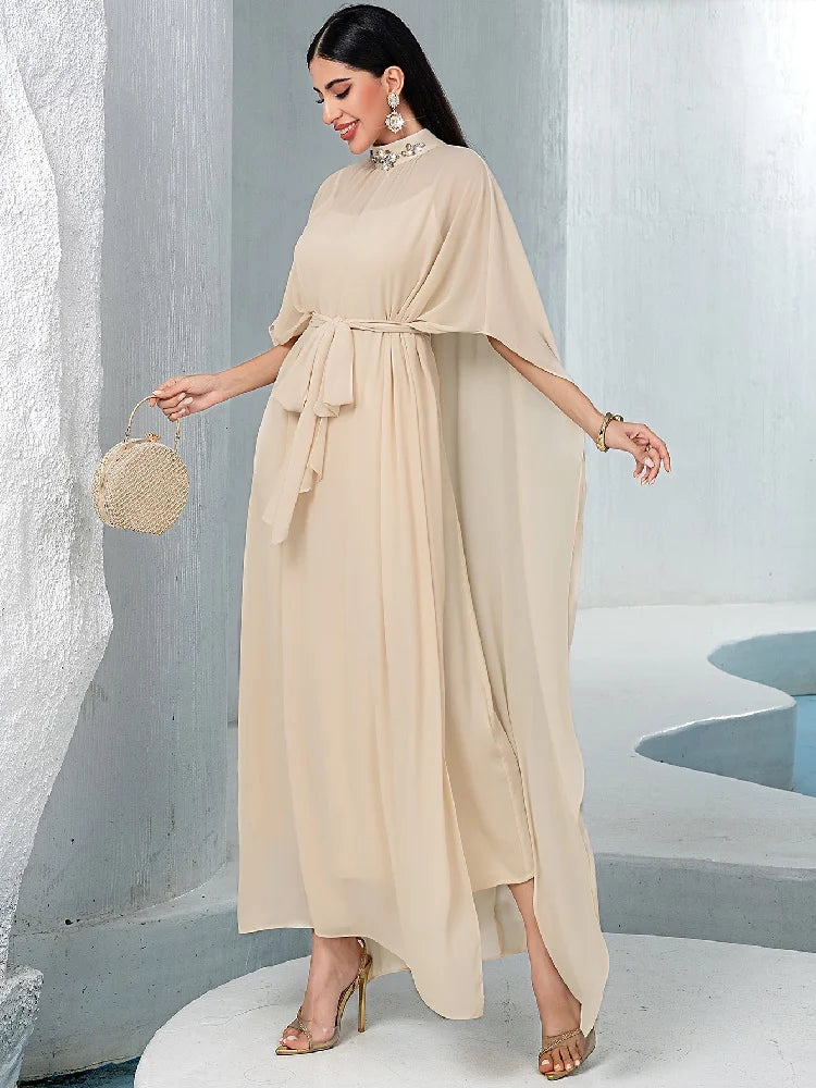 Chiffon 2 Piece Abaya Damen Dubai Muslim Evening African Dresses For Women Set Islam Clothing Kebaya Kaftan Robe Musulmane Femme.