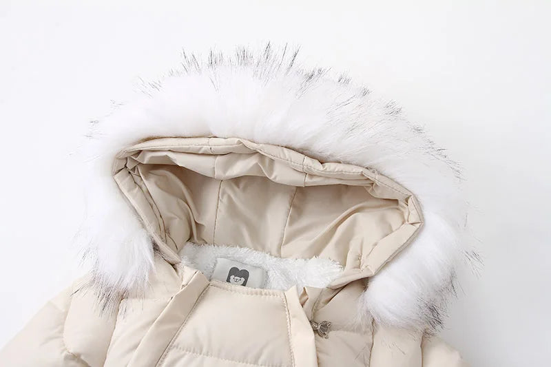 AYNIGIELL 2024 Winter Neugeborenen Verdickung Overall Integrierte Wolle Mit Kapuze Unten Strampler Baby Jungen und Mädchen Warme Schneefeste Overalls.