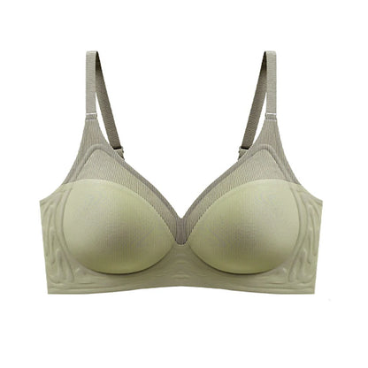 Stripe Color Contrast Soft Support Seamless Women Underwear Semifixed Cup Pad No Steel Ring Adjustable straps Gathered Woman Bra