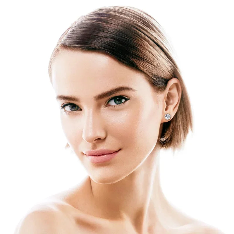 Real 0.5-2ct Moissanite Diamond Stud Earring 18K Yellow Gold Plated 925 Silver Wedding Earring for Women Luxury Jewelry with GRA.