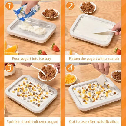 Mini Fried Yogurts Yogurt Frozen Pan Ice Cream Maker Machine Rolled Ice Cream Maker with 2 Spatulas Fry Ice Plate Home Use.