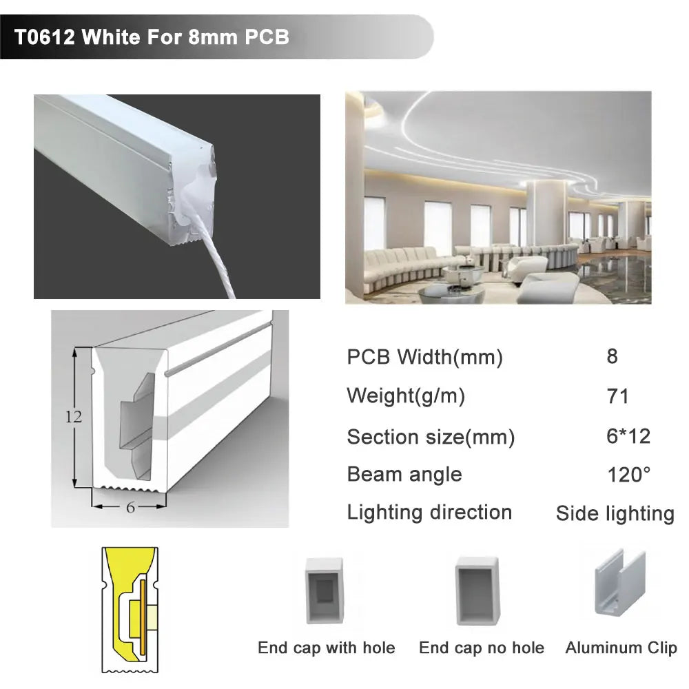 Waterproof Silicone Neon Cover Tube Flexible Soft Silica Gel for WS2811 WS2812B 5050 COB LED Strip Light Multiple Length 1m-5m.