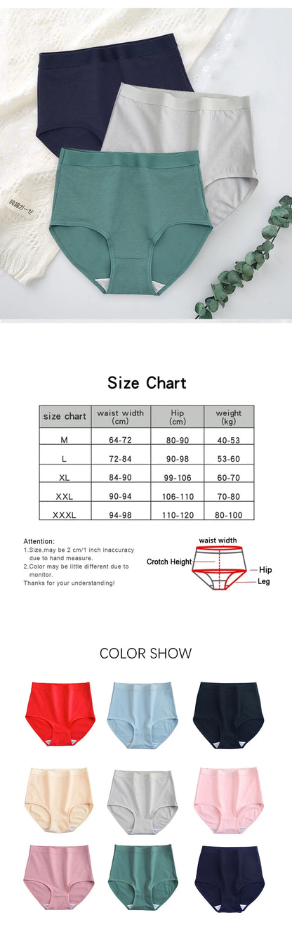 FallSweet 5Pcs/Lot Cotton Panties for Women Plus Size Underwear High Waist Comfortable Female Underpants Sexy Lingerie M-XXXL.