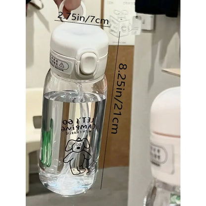 Plastic Water Bottle Water Cup With Straw Simple Large Capacity Portable Drop Resistant And Portable Cup Cartoon Ice Suction Cup.
