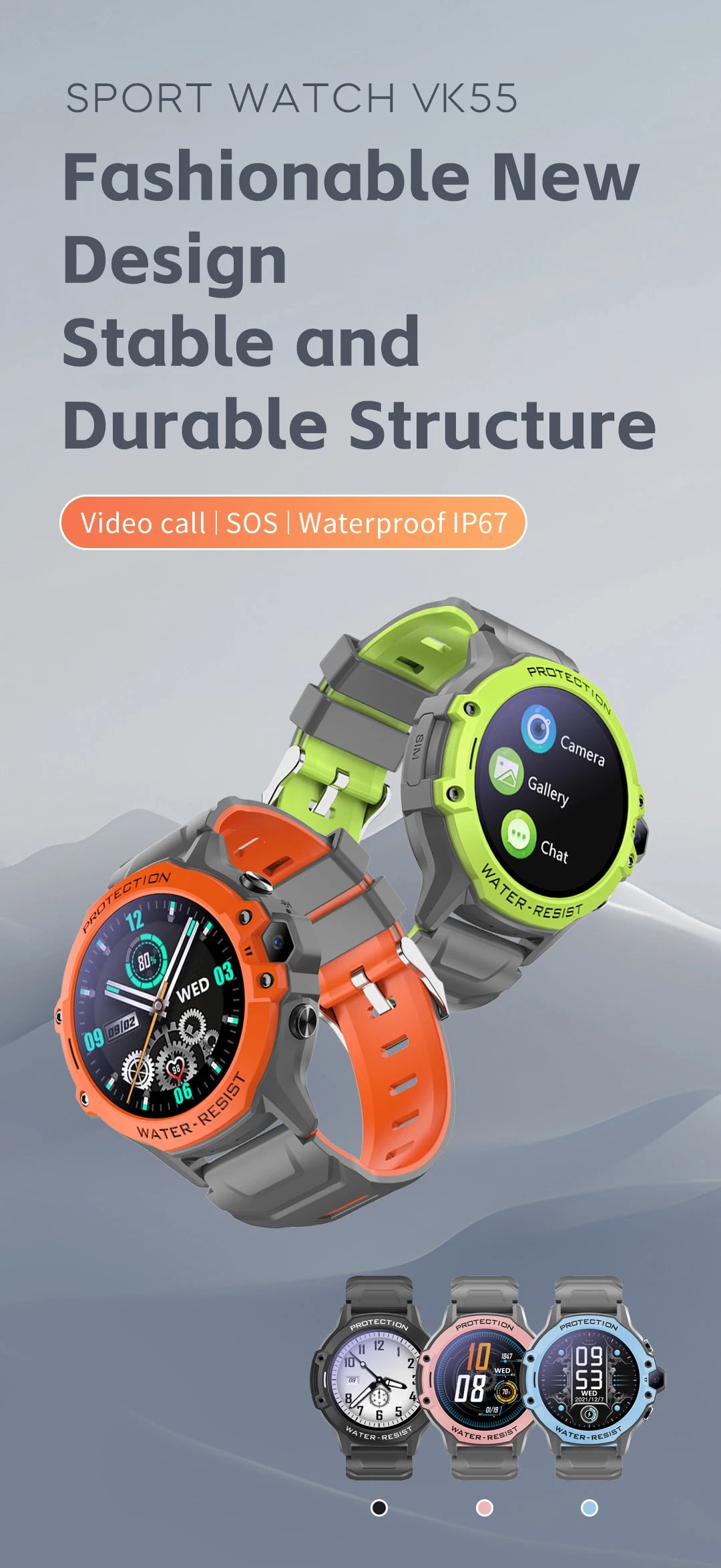 VALDUS 2025 New VK55 4G Children Smartwatch SOS Emergency Call GPS Electronic Fence 0.3 Mpix Camera SIM Card Children Smartwatch.