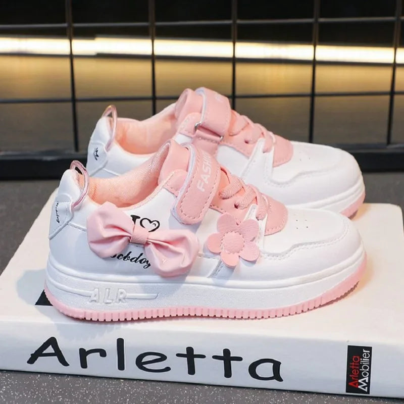 Teenagers outdoor sneakers Student girls' cute bow sports shoes Comfortable soft sole running shoes casual tennis shoes.