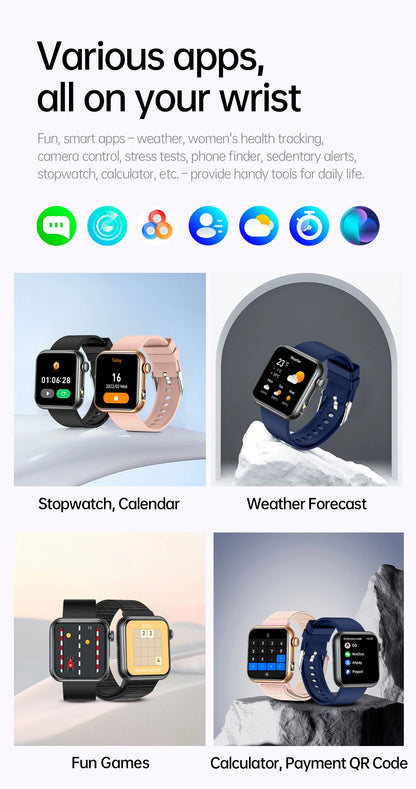 2025 New LED Women AI Smart Diagnosis Smart Watch HRV+PPG Blood Pressure Blood oxygen Health monitor IP68 NFC Smartwatches ﻿
