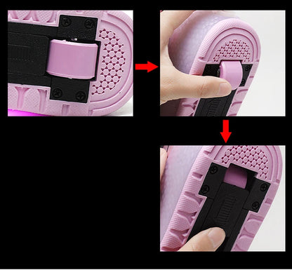 YUNICUS Led Light Boys Girls Shoe USB Charging Black Two Wheels Luminous Sneakers Roller Skate Shoes for Children Kids Led Shoes.