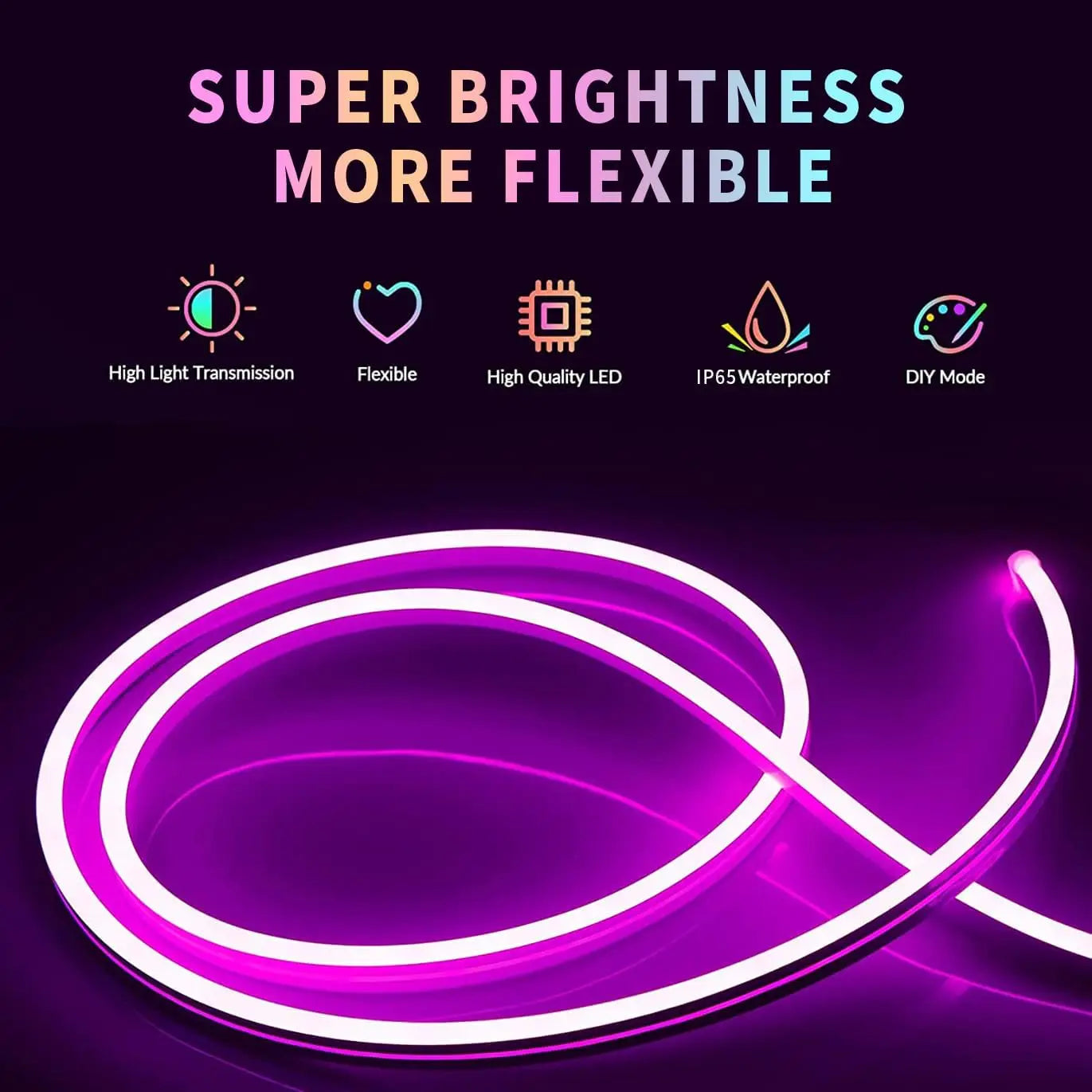 Neon Rope Lights,Flexible Led Rope Lights Control with App/Remote,Multiple Modes Rope Lights,IP65 Outdoor RGB Led Neon Lights Wa.